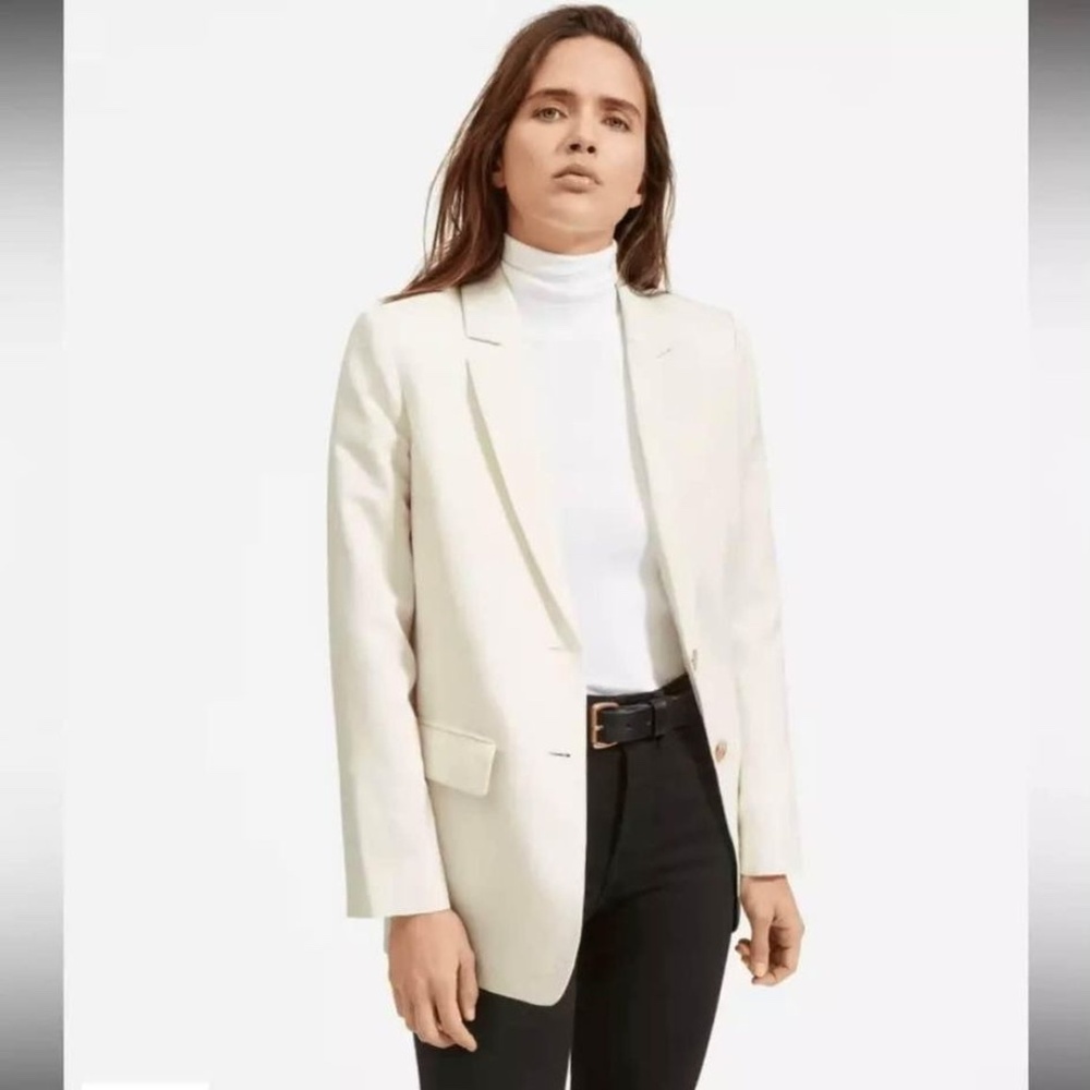 Everlane The Cotton-Linen Blazer - Bone - US 4